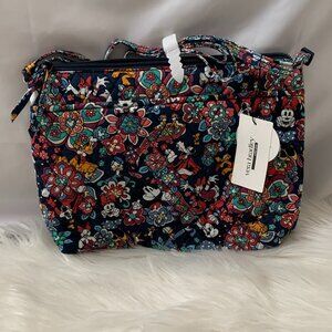 VERA BRADLEY X DISNEY Mickey & Friends Playful Floral Large Hipster Bag in Navy